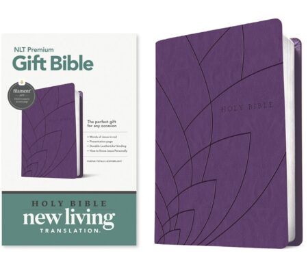 NLT Premium Gift Bible, Filament Enabled (LeatherLike, Purple Petals, Red Letter) - Bulk Case of 24