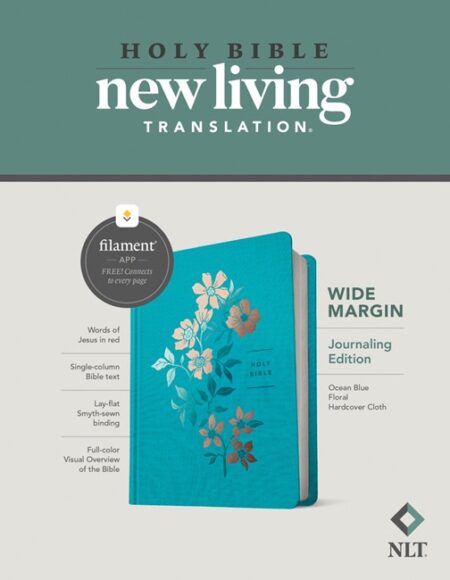 NLT Wide Margin Bible, Filament Enabled (Hardcover, Ocean Blue Floral) - Bulk Case of 12