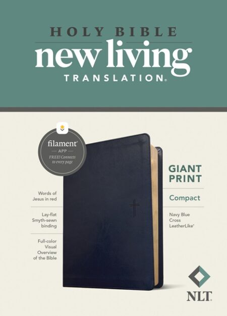 NLT Compact Giant Print Bible, Filament Enabled (Imitation Leather, Navy Blue Cross) - Bulk Case of 20