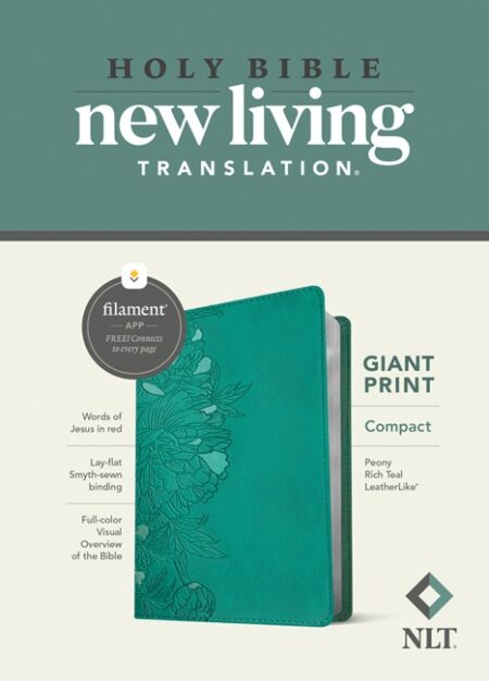 NLT Compact Giant Print Bible, Filament Enabled (Imitation Leather, Peony Rich Teal) - Bulk Case of 20