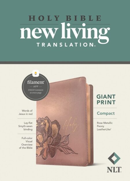 NLT Compact Giant Print Bible, Filament Enabled (Imitation Leather, Rose Metallic Peony) - Bulk Case of 20
