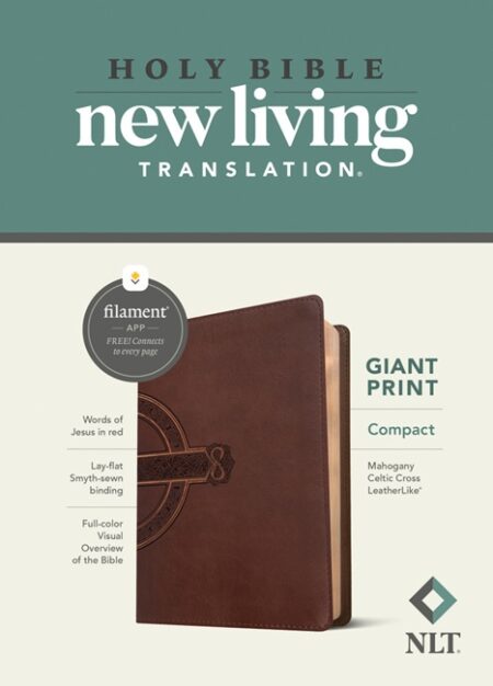 NLT Compact Giant Print Bible, Filament Enabled (Imitation Leather, Mahogany Celtic Cross) - Bulk Case of 20