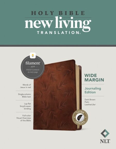 NLT Wide Margin Bible, Filament Enabled, Thumb Indexed (Imitation Leather, Dark Brown Palm) - Bulk Case of 12