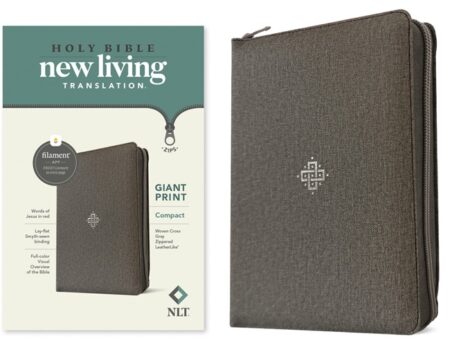 NLT Compact Giant Print Zipper Bible, Filament Enabled (Imitation Leather, Woven Cross Gray) - Bulk Case of 24