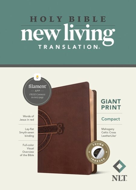 NLT Compact Giant Print Bible, Filament Enabled, Indexed (Imitation Leather, Mahogany Celtic Cross) - Bulk Case of 20