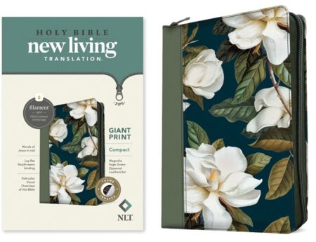 NLT Compact Giant Print Zipper Bible, Filament Enabled, Indexed (Imitation Leather, Magnolia Sage Green) - Bulk Case of 24