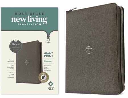 NLT Compact Giant Print Zipper Bible, Filament Enabled, Indexed (Imitation Leather, Woven Cross Gray) - Bulk Case of 24