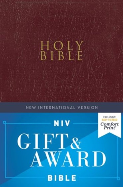 NIV, Gift and Award Bible, Leather-Look, Burgundy, Comfort Print - Case of 28