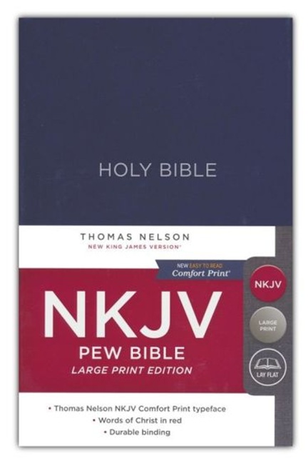 NKJV, Pew Bible, Large Print, Hardcover, Navy - Case of 12
