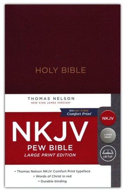 NKJV, Pew Bible, Large Print, Hardcover, Burgundy - Case of 12