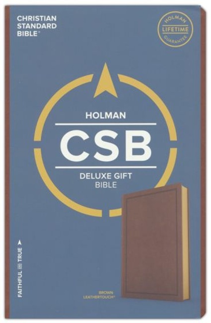 CSB Deluxe Gift Bible---soft leather-look, brown - Case of 24