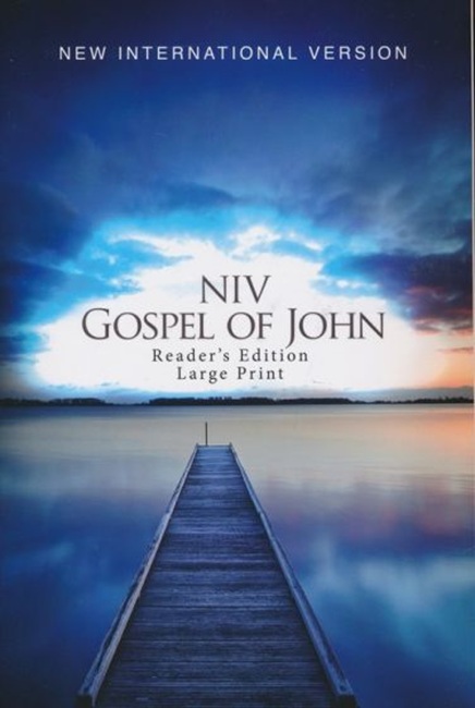 NIV Gospel of John, Large-Print Reader's Edition---softcover, blue pier - Case of 200