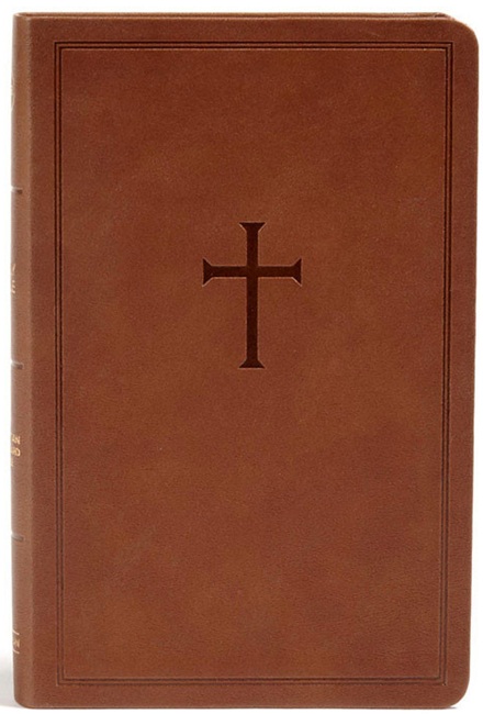 CSB Personal-Size Bible---soft leather-look, brown - Case of 22
