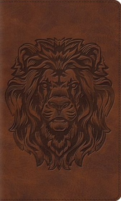 ESV Thinline Bible, Red Letter---soft leather-look, brown, royal lion - Case of 20