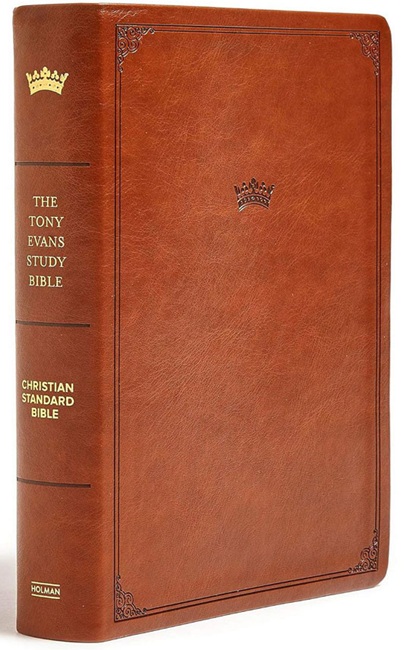 CSB Tony Evans Study Bible---soft leather-look, British tan - Case of 10