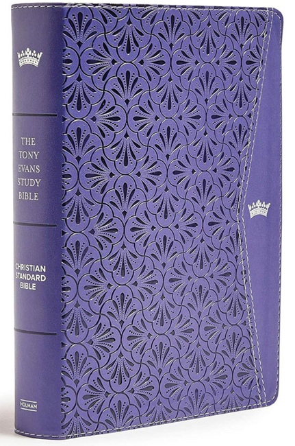 CSB Tony Evans Study Bible---soft leather-look, purple - Case of 10