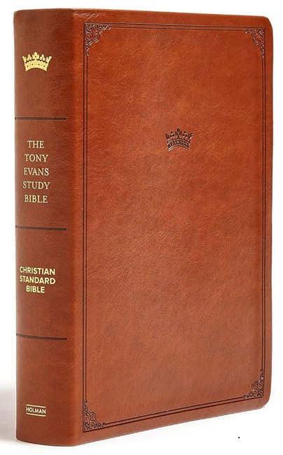 CSB Tony Evans Study Bible---soft leather-look, British tan (indexed) - Case of 10
