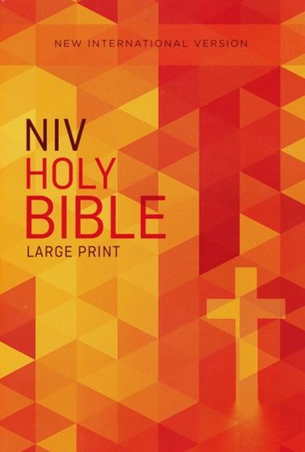 NIV Large-Print Outreach Bible---softcover, orange cross - Case of 16