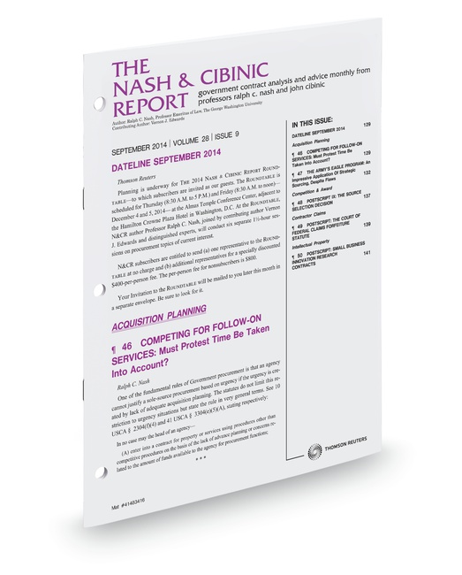 Nash and Cibinic Report by Castellano E Nathaniel Ralph C Nash Jr Professor Vernon J Edwards